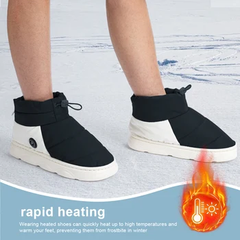 Unisex Winter Heated Shoes with 3 Heating Levels Women Men Electric Heating Slippers Rechargeable for Indoor House Home Office 1