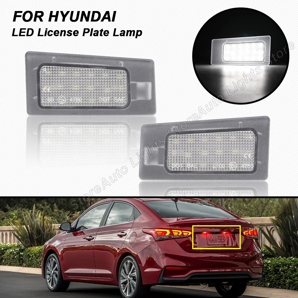 2PCS LED License Plate Lights Number Plate Lamps For Hyundai Accent i30