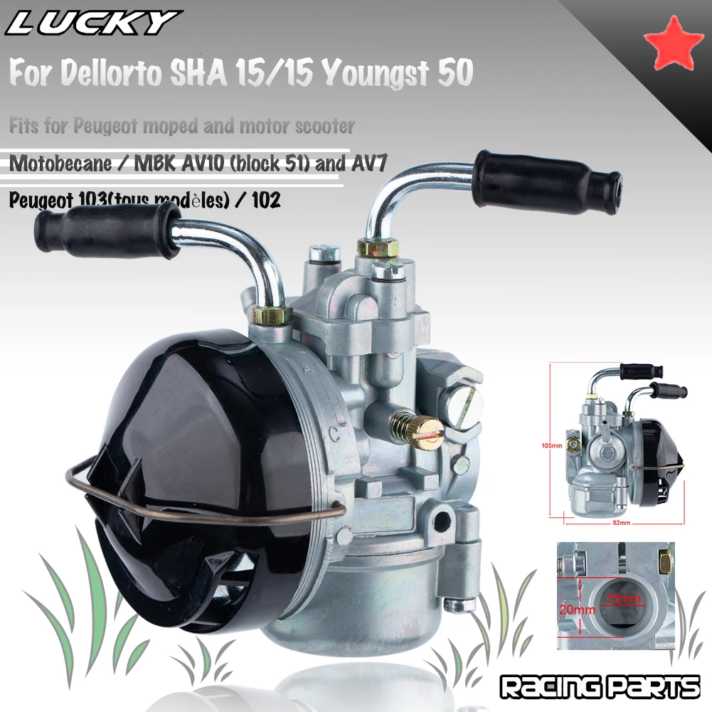 

15mm Carburetor For Dellorto SHA 15/15 Bing Vergaser Carb Peugeot 103 MBK 51 AV10 AV7 2 Stroke Moped Motor Scooter Mini Bike