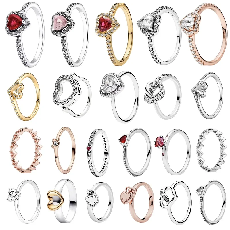 925 sterling silver multi-style Romantic heart Zircon ring for women jewelry Valentine's Day silver heart ring,silver rings,silver ring