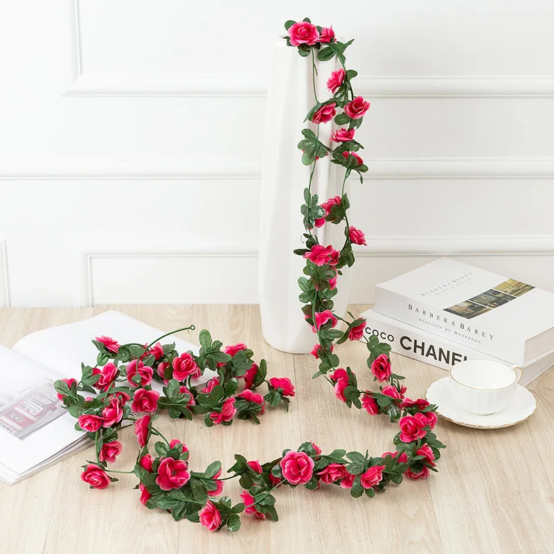 

Artificial Hanging Flowers Fake Rose Vine Hanging Plants Faux Flowers for Wall Bedroom Wedding Garden Indoor Outdoor Decoration