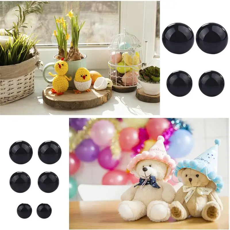 UPINS 500 piezas de ojos de seguridad grandes de 16 a 1.181 in para  Amigurumi muñecas de plástico negro para manualidades, muñecos de ganchillo  para