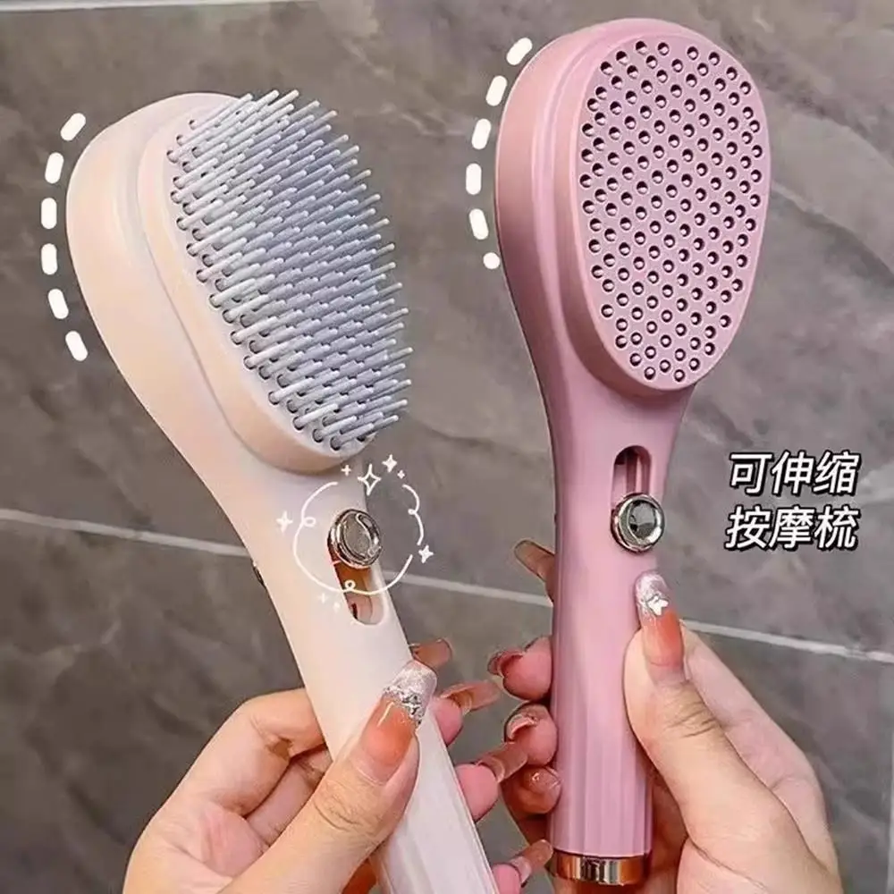 Portable Self-Cleaning Hair Brush Anti-Static Scalp Massage Comb Magic ...
