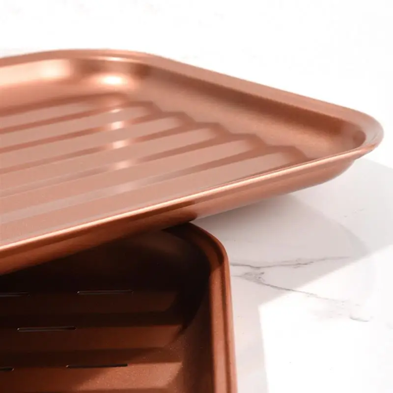 Barbecue Rectangle Pizza Pan Hole Design Sturdy Carbon Steel Baking Tray Non-stick Baking Dish Grill Kitchen Tool BBQ Tray