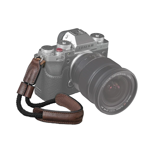 Cinturino Da Polso In Pelle Per Fotocamera - Regolabile, Per Fujifilm X-T5 E Altre, Marrone - Foto 4