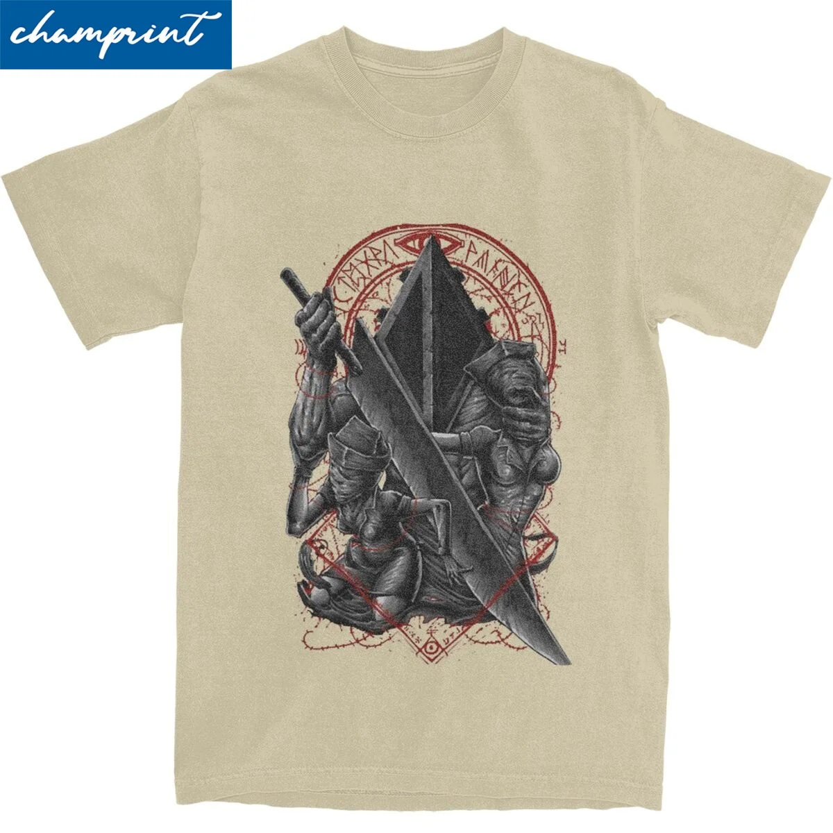 Retro Silent Hill Horror Pyramid Head T Shirt Da Uomo 100% Cotone Manica Corta Girocollo Top Tee