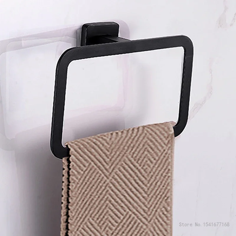 Creative Stainless Steel Towel Ring, Towel Holder Hook, Matte Black, Chrome, Silver, Titanium, Gold, Household Bathroom, 3Pc Set