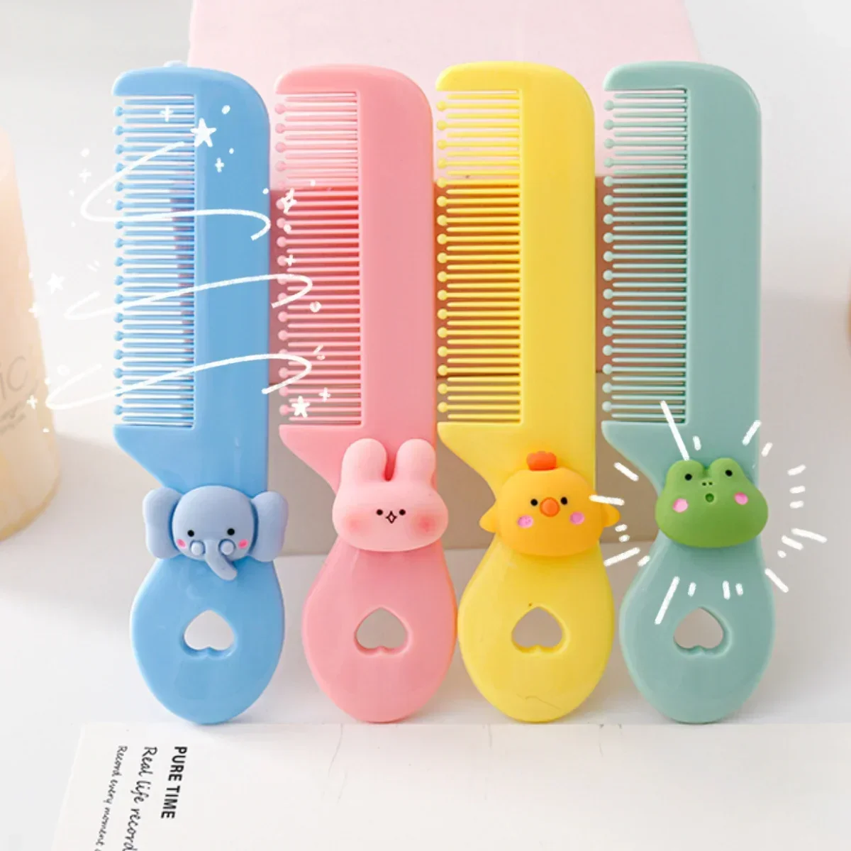 Children Small Cartoon Anti-screw Hair Brush Comb Animal Mini Portable Untangling Bangs Round Tooth Hairbrush for Girls Things