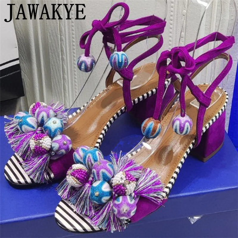 

Summer 2022 Suede Candy High Heel Sandals Women Shoes Strappy Sweet Designer Shoes Female Woman Pumps Party Sandalias Femininas