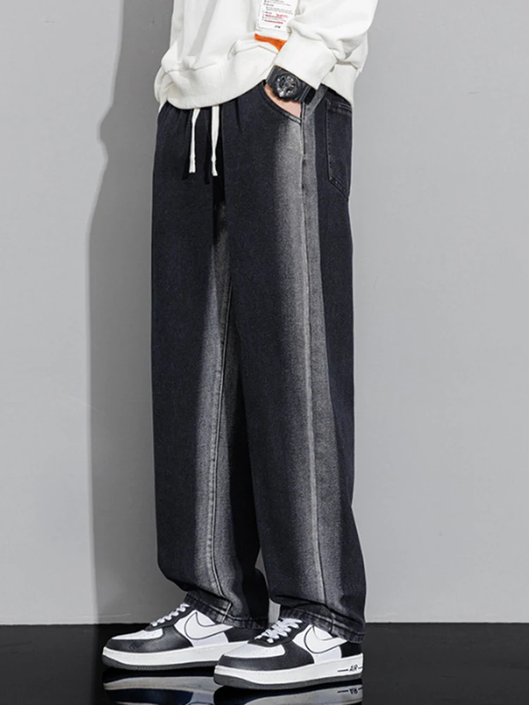 

YIHANKE Gradient Color Boys Straight Pants Loose Waist Loose Denim Pants Men's Fashion Street Clothing Men's Clothing Y2k Jeans