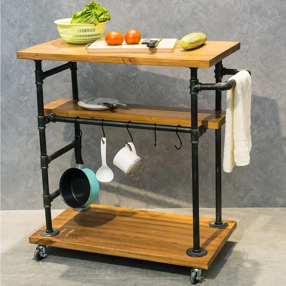 

Industrial Portable Kitchen Island on Wheels,Bar Carts for the Home Wine Bar Beverage Coffee Cart,Metal Rolling kitchen carts