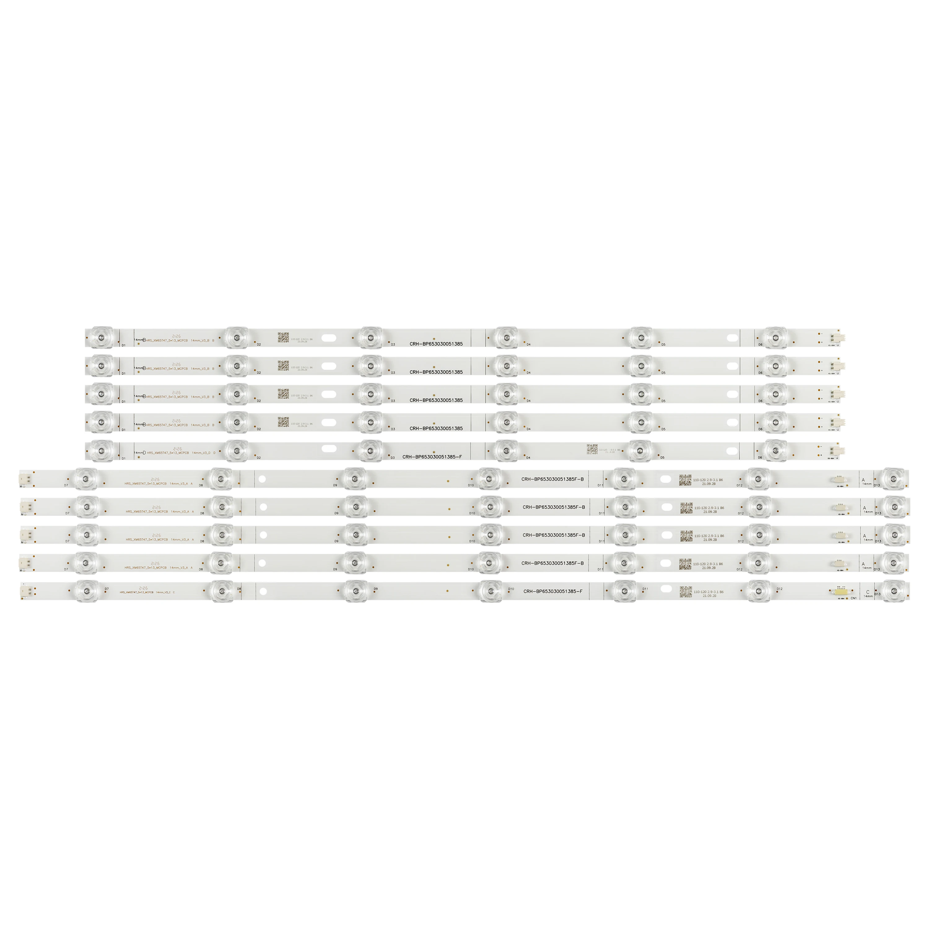 

LED Backlight strip for Xiaomi 65"TV L65M5-5S L65M5-5A CRH-BP653030051385F-A/B/C/D HRS_ XM65T47_ 5X13_ MCPCB 14mm_v3_A B C D