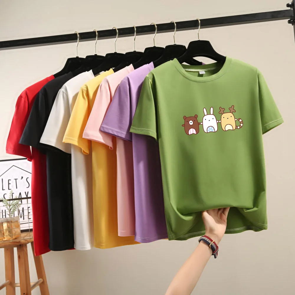 

New Casual Women Summer Tshirt Cute Cartoon Printed T-Shirts Funny Print Shirts Female Girls Tops Fashion Short Sleeve Tees