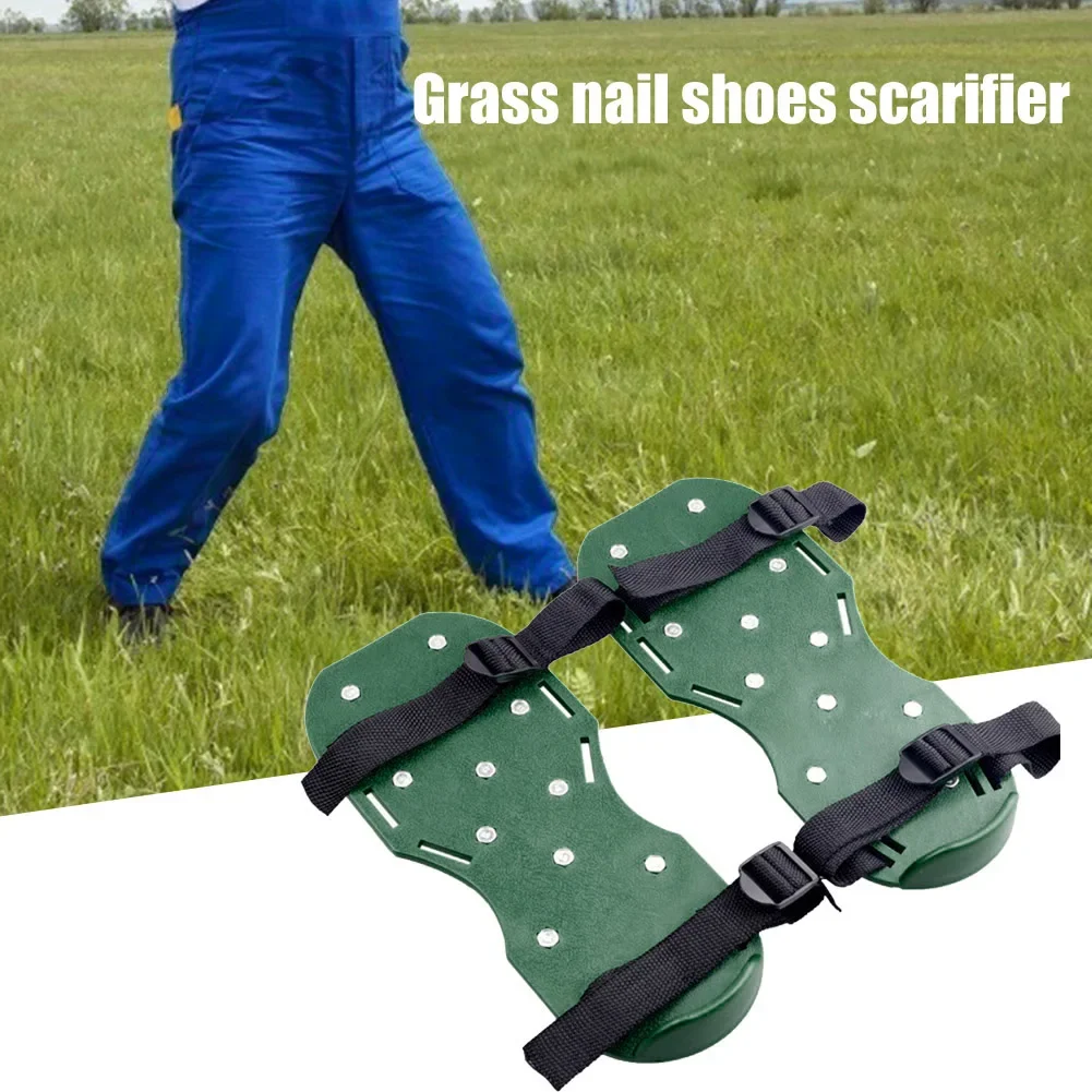 Lawn Aerator Spikes Shoes Garden Grass Cultivator Nail Shoe Loose Soil Spiked Sandals with 5 Adjustable Straps for All Size Shoe 4