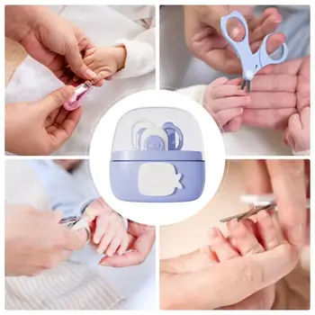 Baby Nail Kit 4-in-1 Cartoon Fingernail Clippers Grooming Care Nail Scissors Set Manicure Care Safe Clippers Scissors File 5