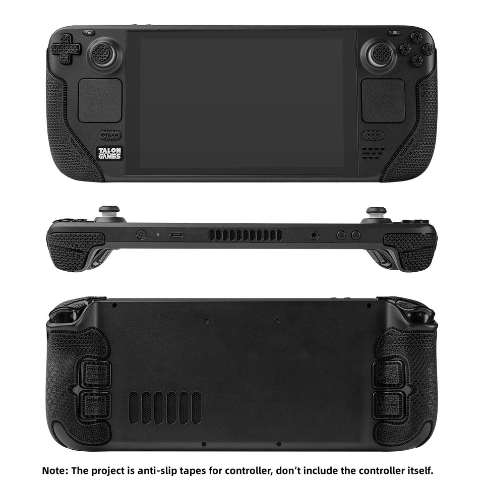 TALONGAMES Controller Grip Tape Compatible with Steam Deck Handle,Anti-Slip,Buttons,Textured Skin Kit for OLED Version(Black)