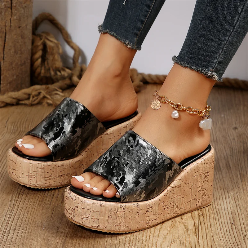2023 New Summer Casual Platform Wedges Heels Slippers Ladies Fashion Open Toe Roman Fish Mouth Women's Sandals Shoes Size 36-43