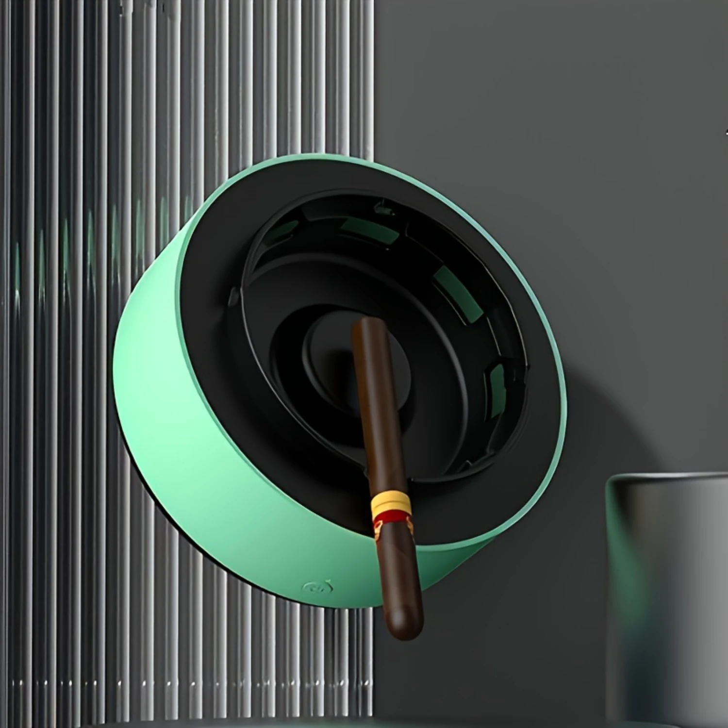 Ashtray Air Purifier with Smoke Inhaling & Odor Removal Feature-Round Plastic Design, Indoor/Office/Car Use-2 AA Batteries