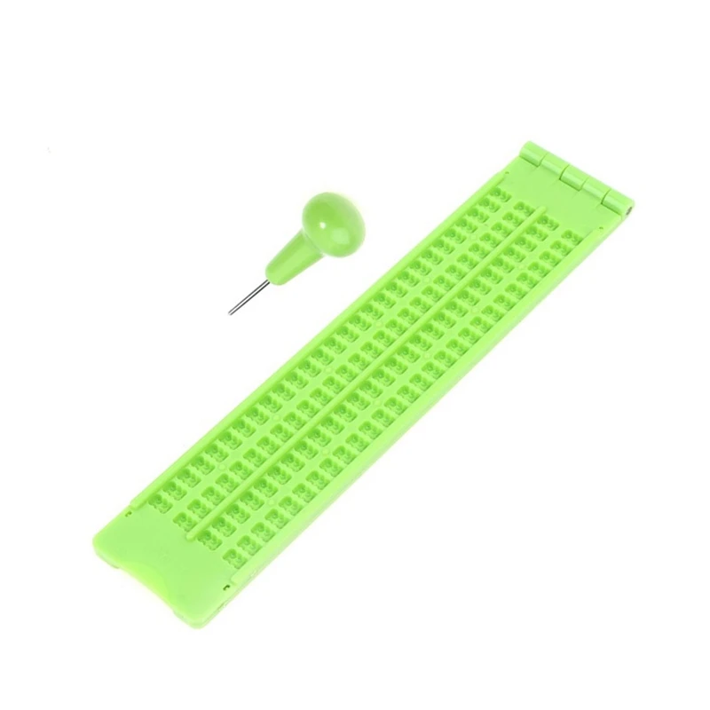 

NEW-4 Lines 28 Cells Braille Writing Board With Stylus Braille Slate Portable Practice For The Blind Learning Supplies