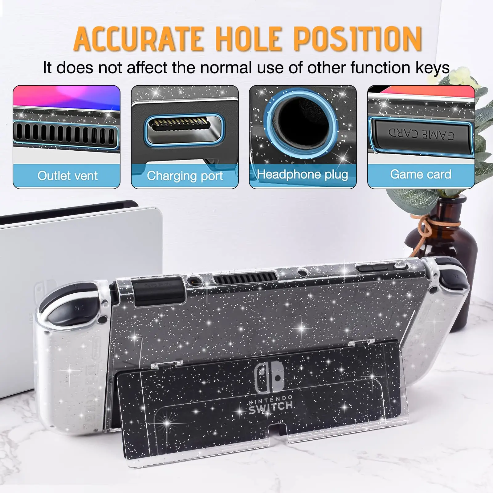 Glitter-Case-For-Nintendo-Switch-OLED-Protective-Cute-Shell-Dockable ...