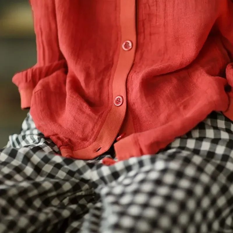 얇은 레트로 한국 재킷, 코튼 및 린넨 후드 코트, 선 셔츠, 린넨 가디건, 가을 의류, 봄 및 여름