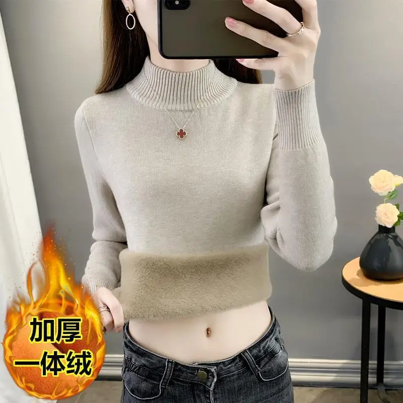 

Women Heaps Collar Turtleneck Wool Sweaters Autumn Winter Slim Pullover Basic Tops Casual Soft Knit Sweater Warm Jumper A100