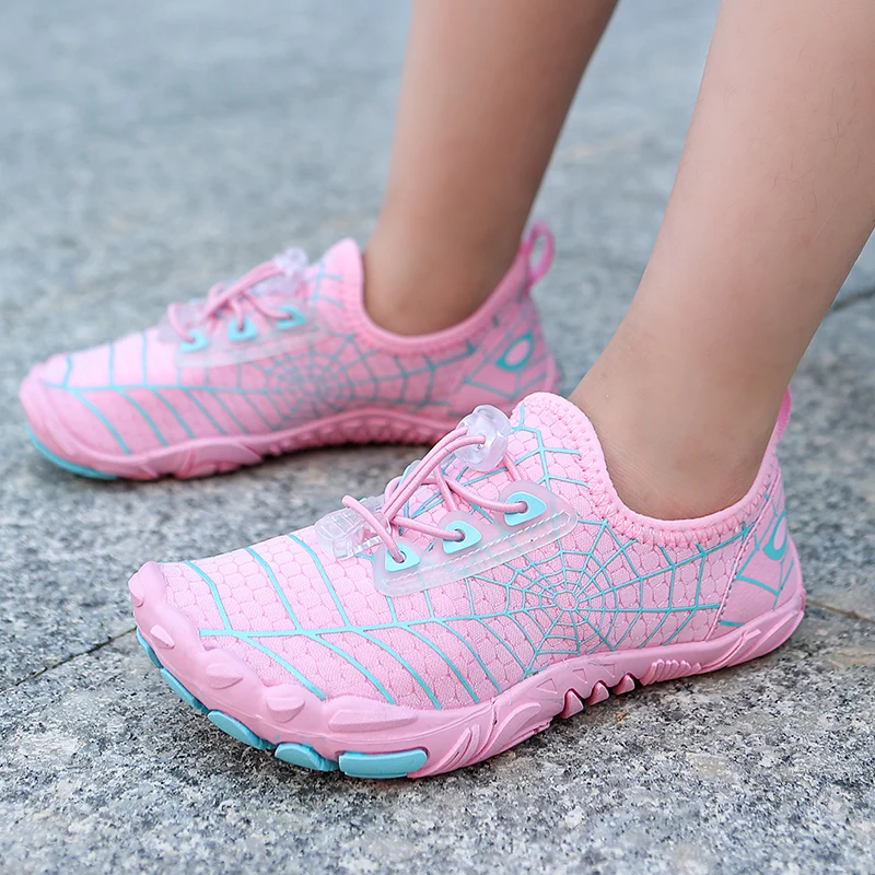 Kids Shoes Lightweight Barefoot Aqua Breathable Quick-drying Sneakers Beach Non-slip Slippers Soft Fit Heel