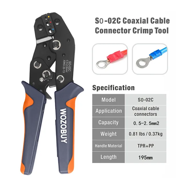 WOZOBUY Crimping Pliers Set Wire Crimper Crimping Tools Ratcheting SN-02C Insulation Terminals Electrical Clamp Min Tools 2