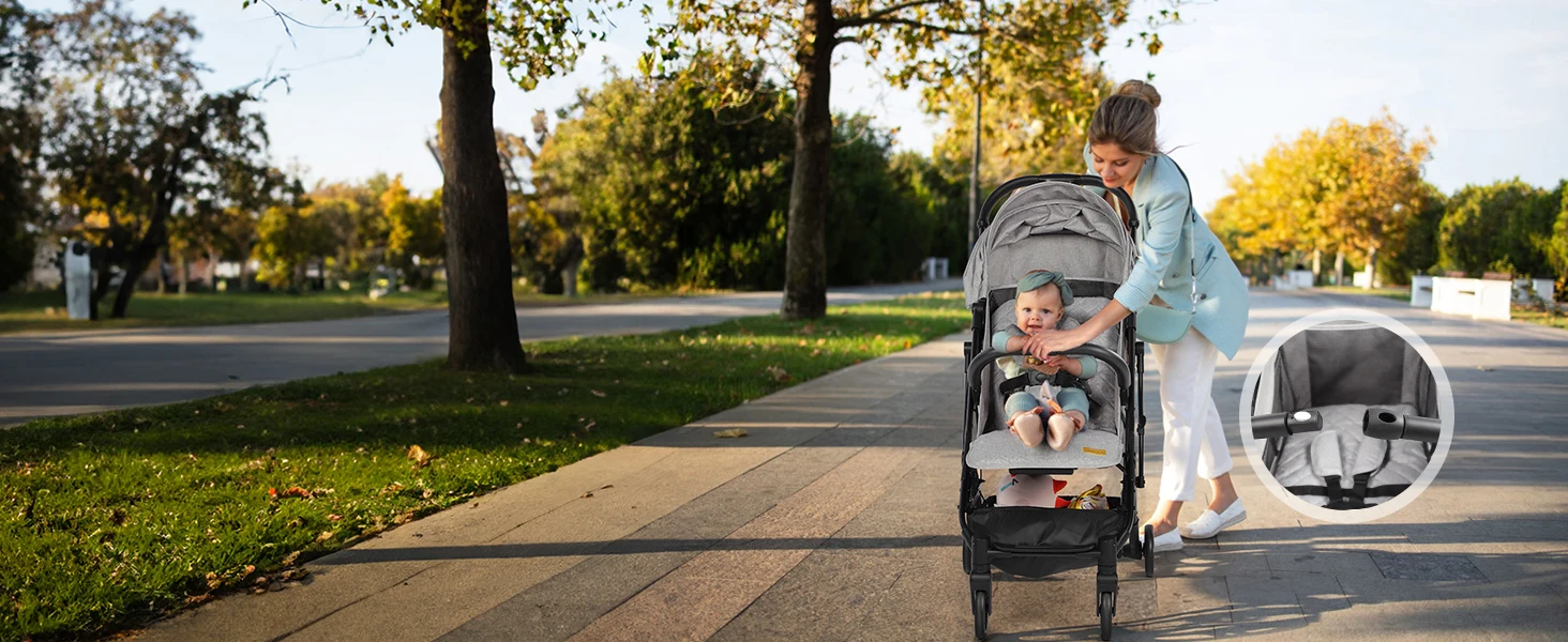 All-Season Lightweight Compact Foldable Baby Pushchair, Multi-Recline Stroller with Footmuff, Rain Cover,