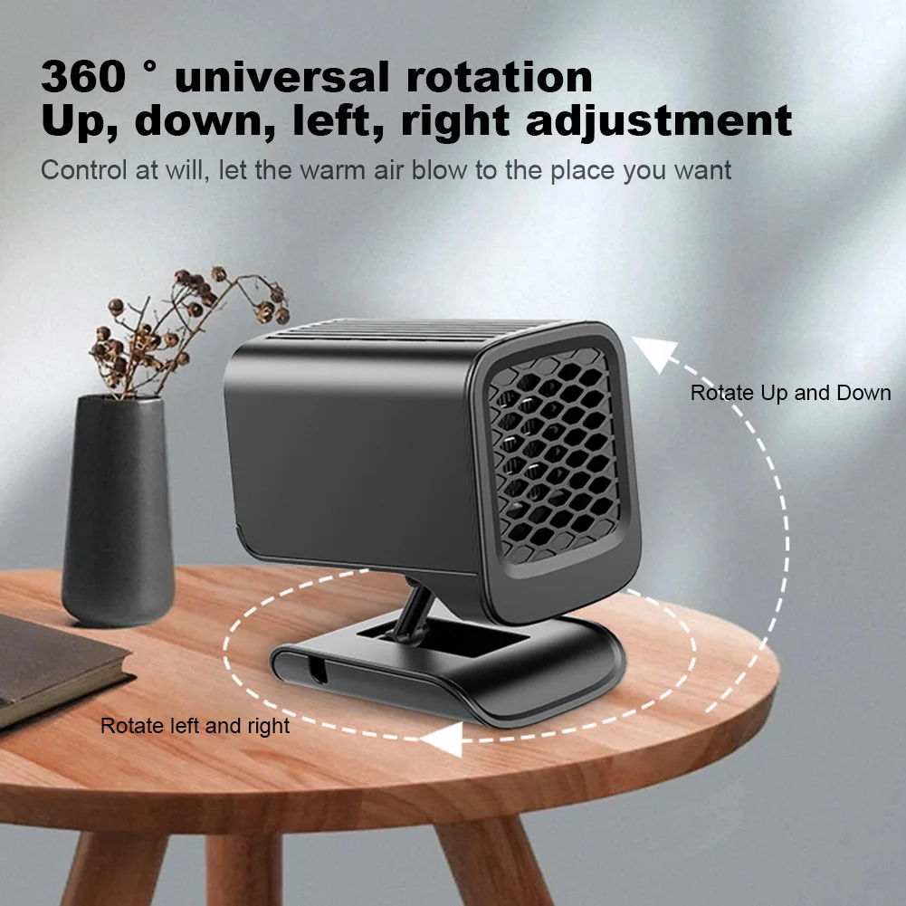 12/24V Portable Car Heater 360 Rotating Windscreen Defroster Demister Auto Windshield Defroster Defogging Defrosting Heating Fan