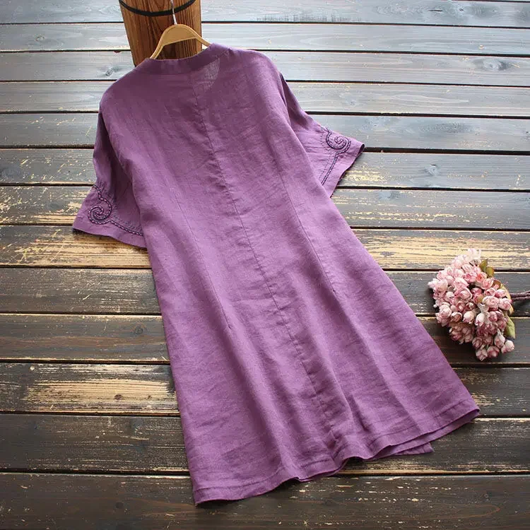 New Traditional Chinese Clothing for Women Cheongsam Top Hanfu Summer Short Sleeve Floral Embroidered Shirt Tops