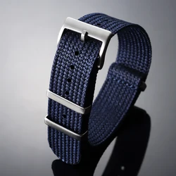 Premium Woven Nylon Military - Style Watch Strap - High Quality Fabric Watchband - 22mm (Blue)