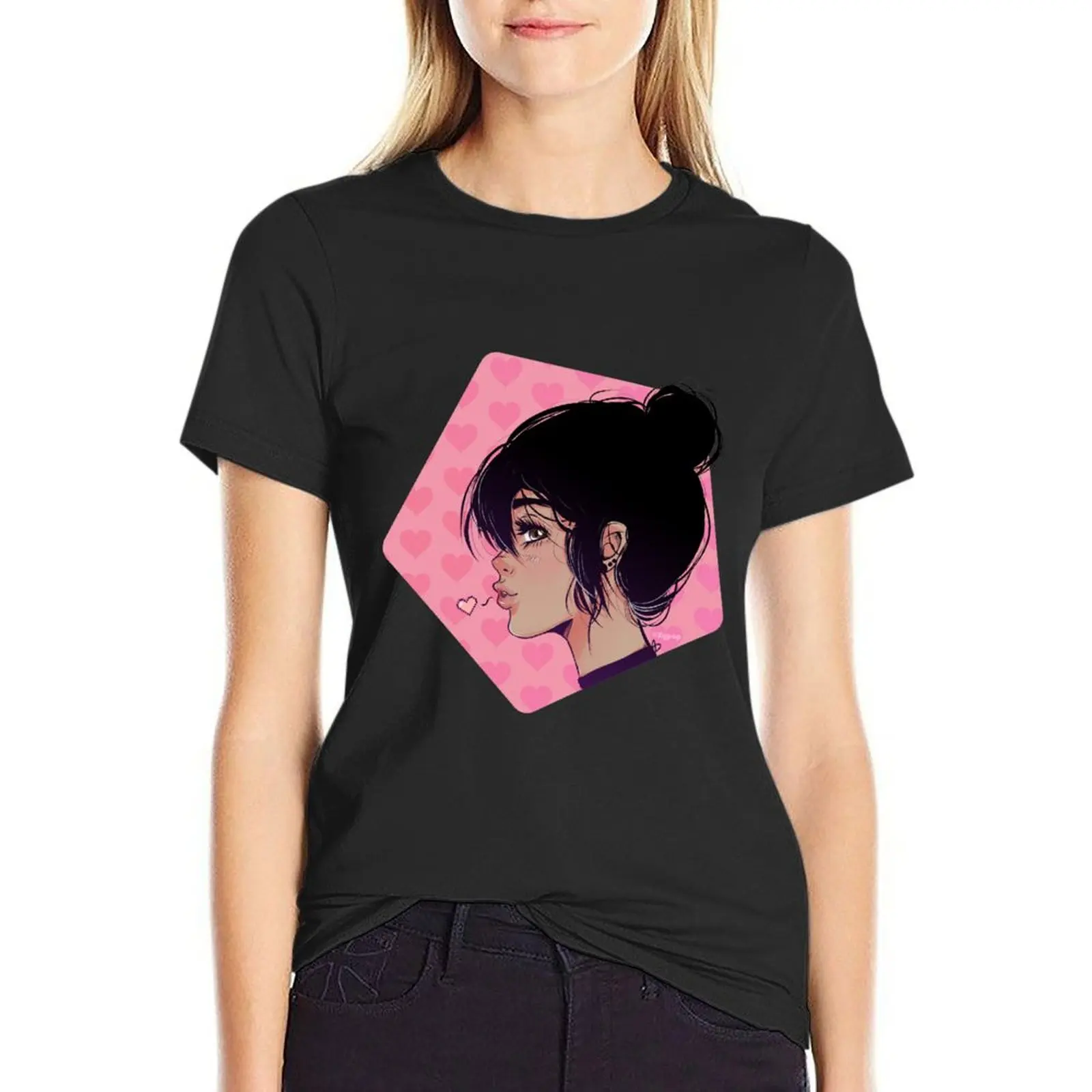 Valentine Kiss T-Shirt blacks funny t-shirt dress for Women plus size