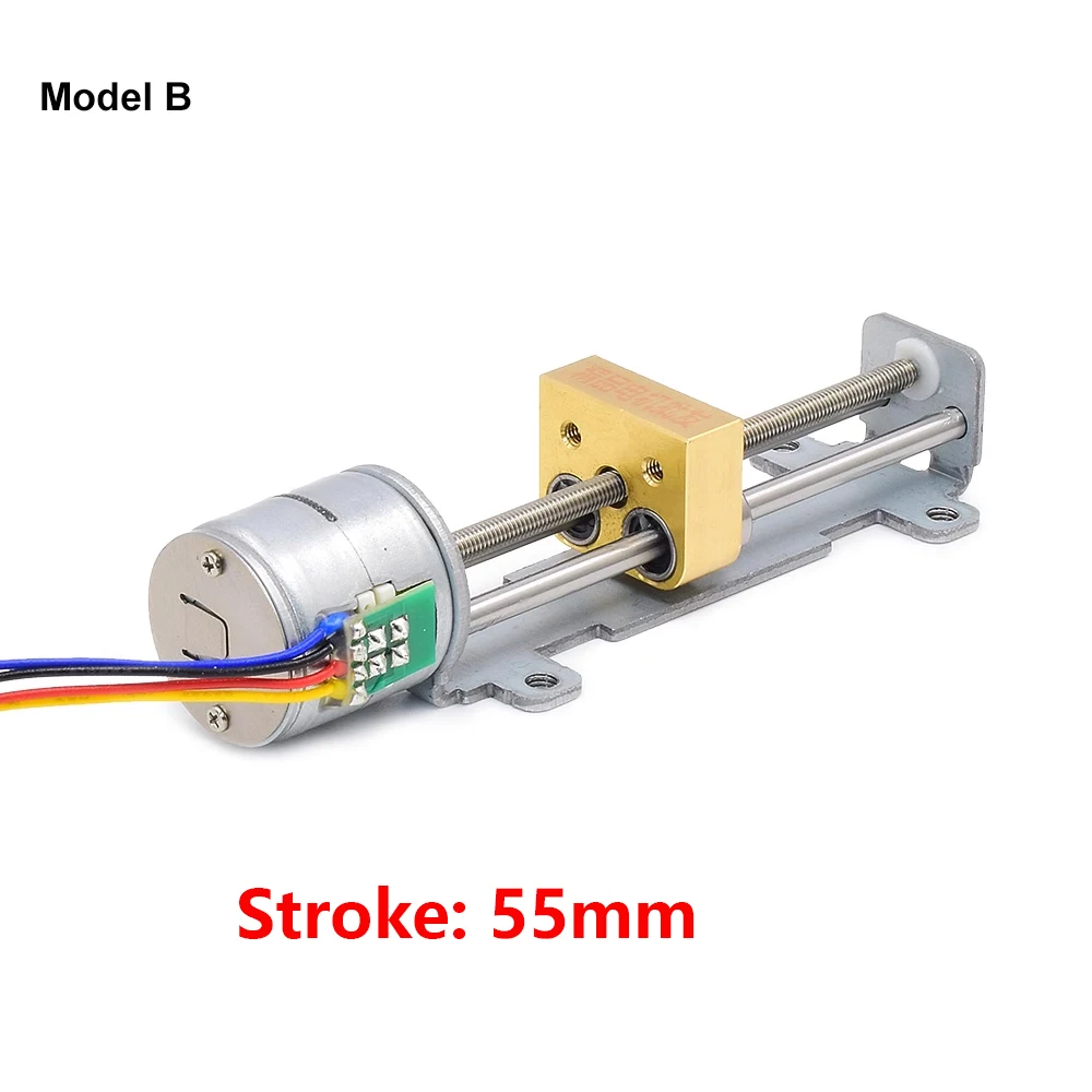 Stroke 35mm/55mm/80mm Linear Actuator Micro 15mm/20mm Two-phase Four-wire Stepper Motor With Copper Nut DIY XYZ 3D printer
