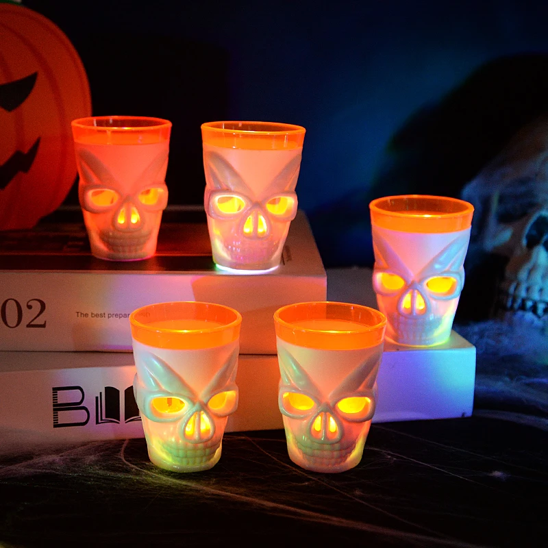 

Halloween Skull Head LED Wine Cup For Happy Halloween Party Home Bar Gifts Decoration Luminous Horror Skull Mug Props Supplies