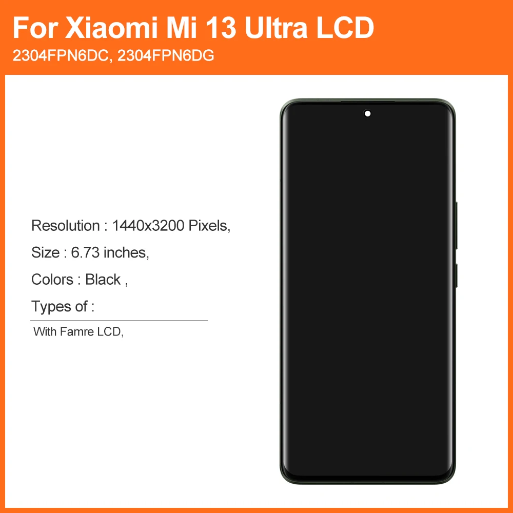 32362 - ECRAN LCD POUR XIAOMI 13 5G 2211133C 2211133G NOIR (AMOLED) (O/S) - Compatibile