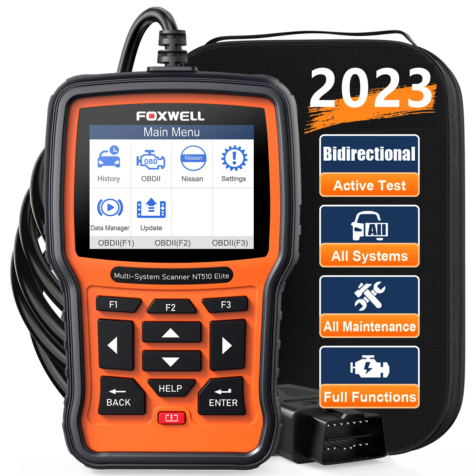

FOXWELL NT510 Elite OBD2 Scanner All System SAS DPF BRT Multi Reset Bi-Directional Test Auto Car Diagnostic Tool