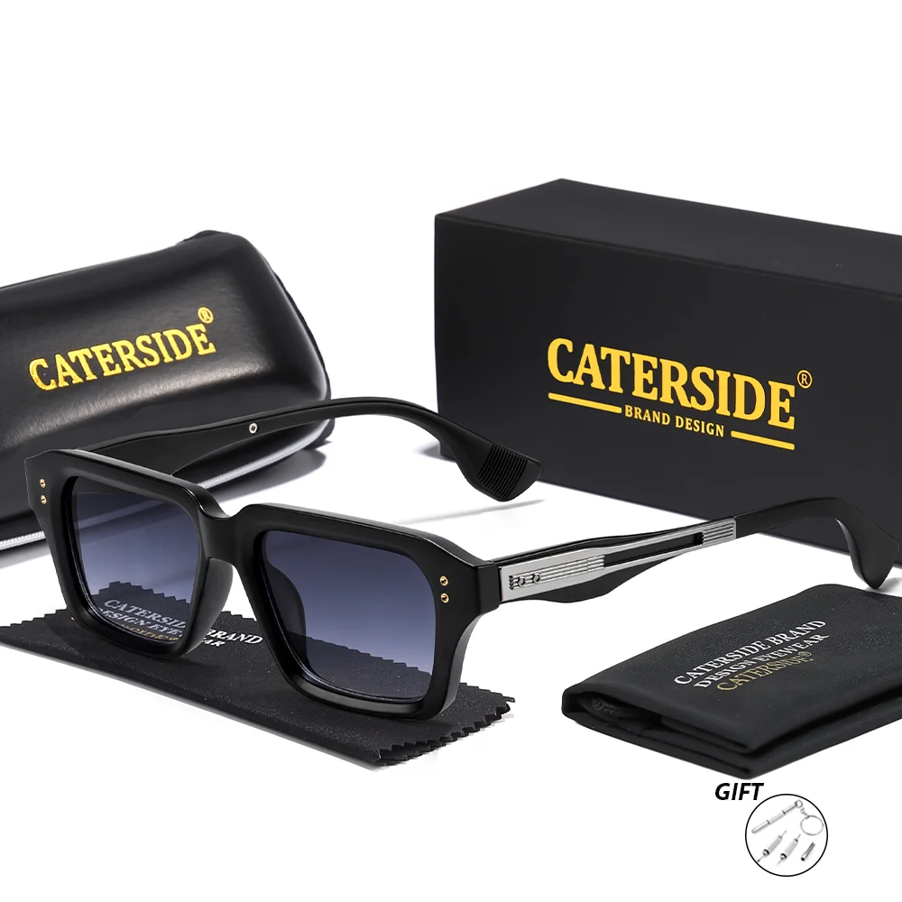 CATERSIDE Neue Vintage-Sonnenbrille für Herren mit quadratischer Form, individuell anpassbare optische Sonnenbrille für Damen, UV400-Schutz – Detail 7