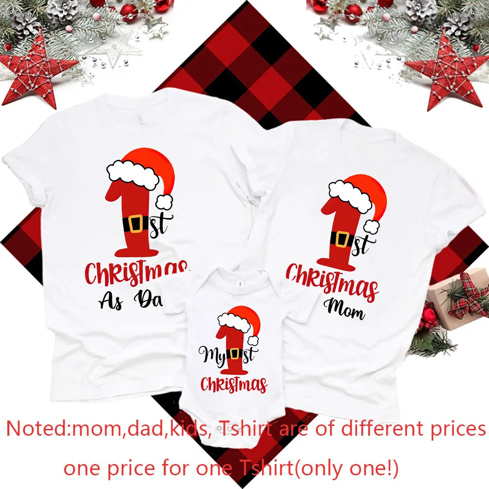 thumbnail image 1 of Estampado de Papá Noel Primera Navidad Conjuntos familiares a juego Mameluco de bebé Camisetas de papá y mamá Ropa familiar Regalo de fiesta de Navidad Mierda, 1 of 5