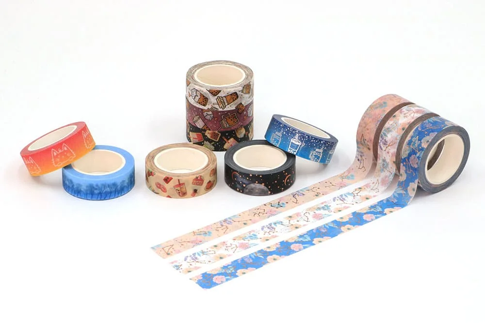 1PC 15MM*7M Foil Flowers Washi tape set gold foil laser masking tape for  Scrapbooking