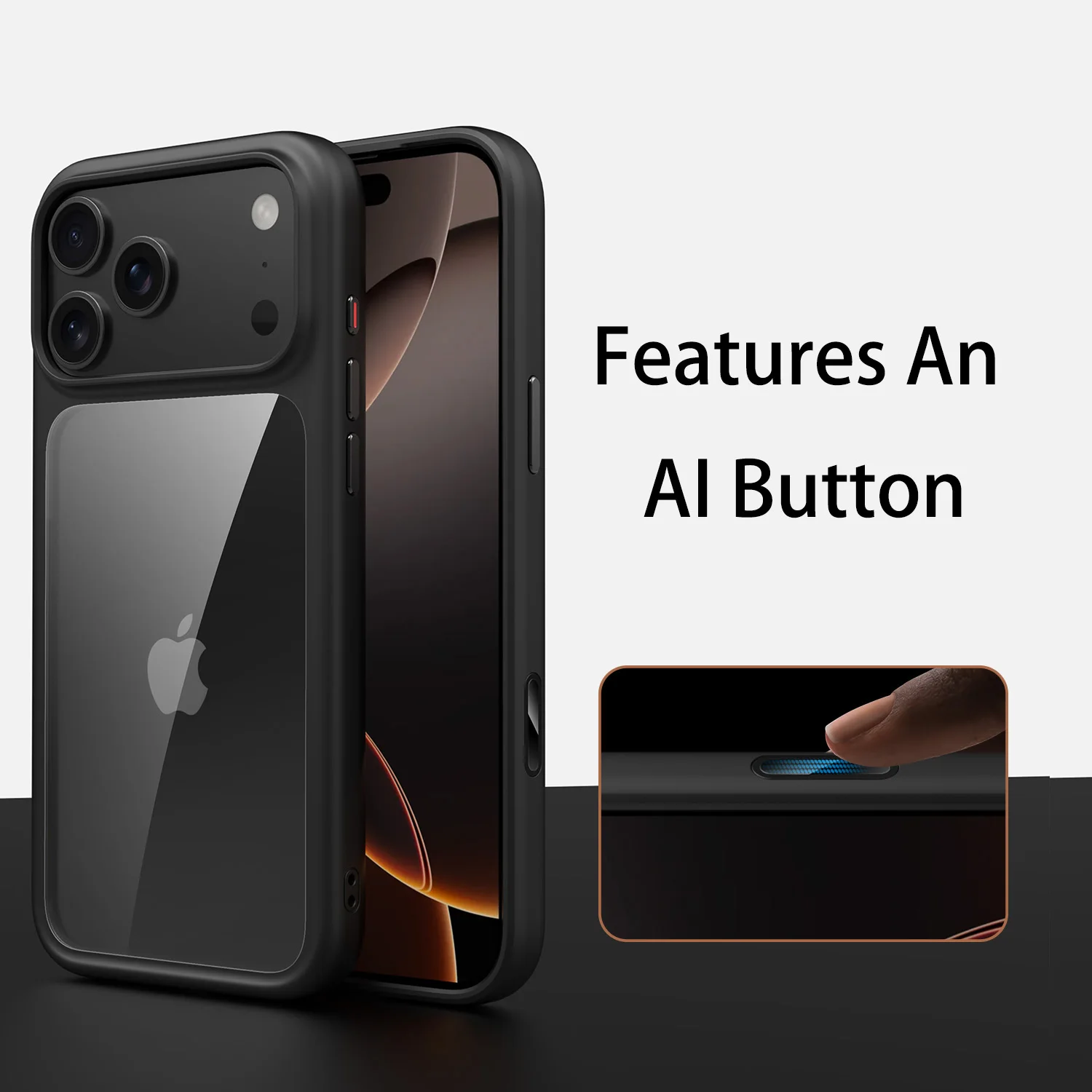 Luxury Orange Matte Transparent Magsafe Phone Case with Metal Buttons and Skin-Feel Shockproof Protection