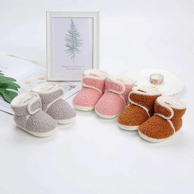 Winter Thickened Baby Cotton Shoes High-Top Non-Slip Plus Fleece Baby Shoes Warm Boots Soft Soled Walking Shoes Toddler 1