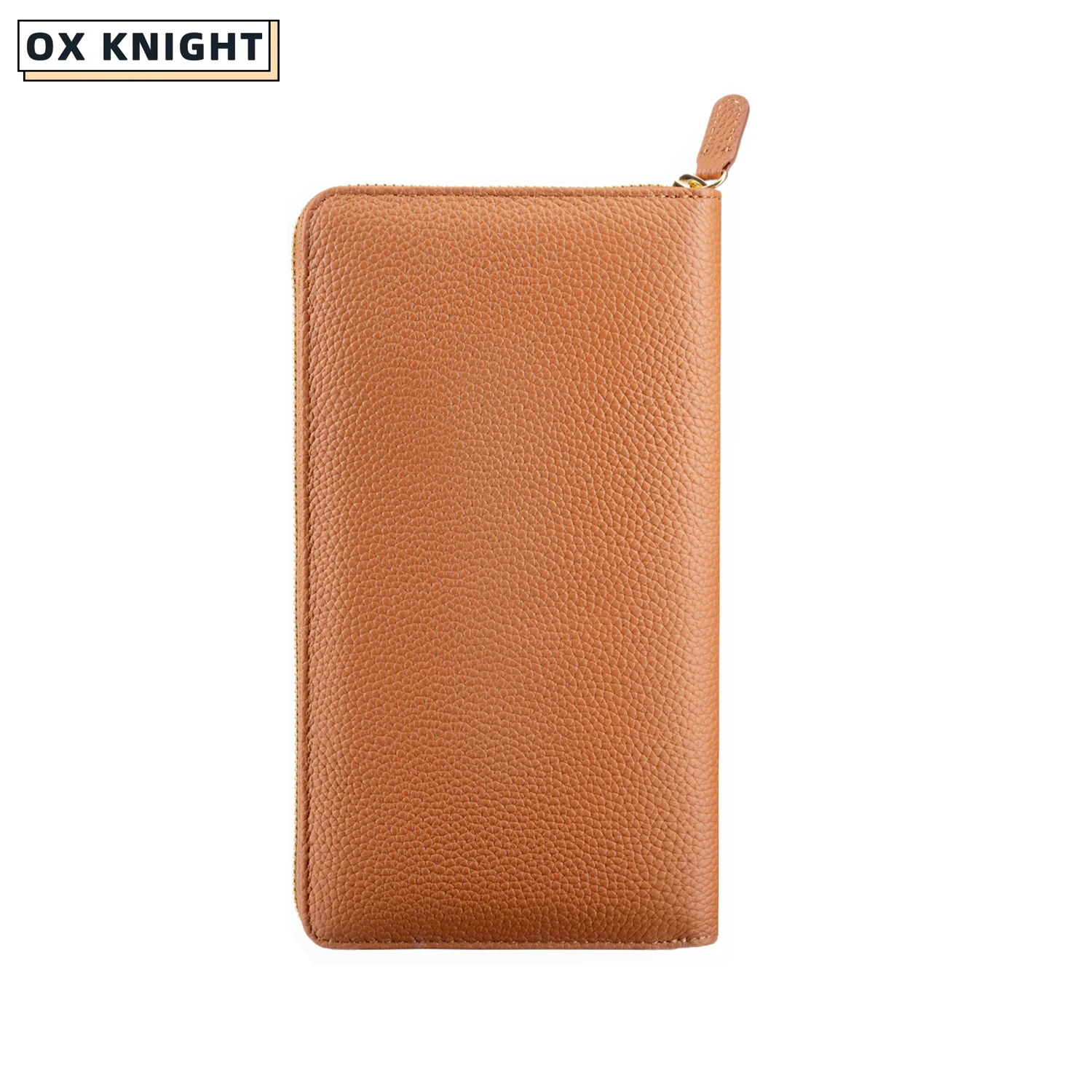 

OX KNIGHT Genuine Zippered Weeks Cover Notebook Organizer Pebbled Grain Leather Planner Credit Card Holder Agenda Journal Diary