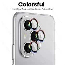 Sleek Metal Camera Protector Case with Tempered Glass Lens Cap for Honor 400 Pro 5G (Colorful-03)