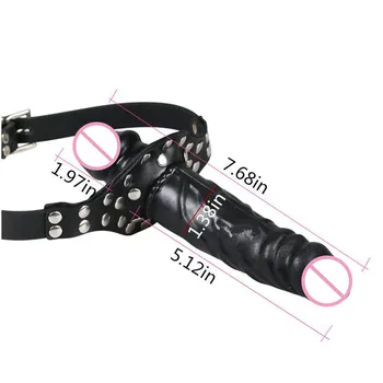 Ride Me Double-ended Dildo Gag with Leather Strap for Women Men Gay Bdsm Bondage Masturbation Stimulation Head Strapon Sex Toys 4
