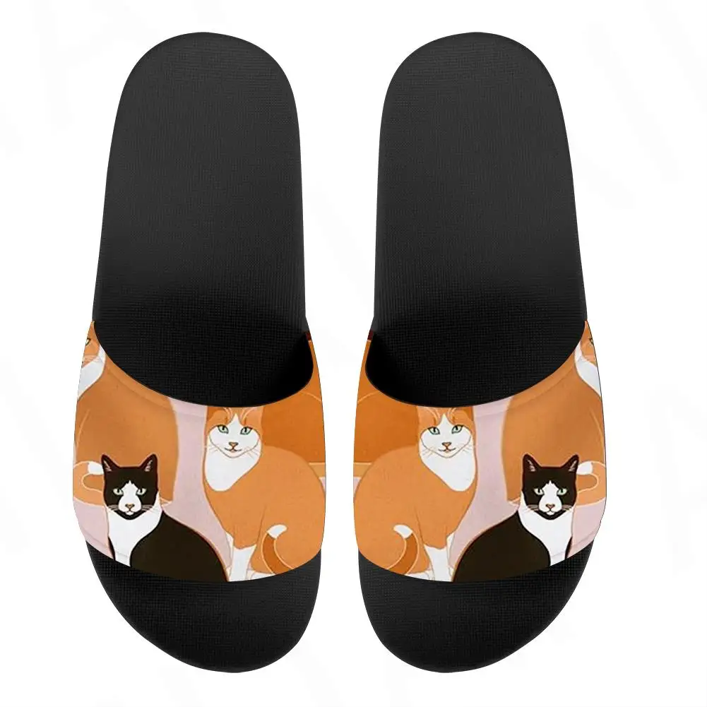 

Women Summer Slippers Slide Sandals Beach Abstract Cat Pattern Flip Flops Thick Soled Men Couple Bathe Shoes Zapatillas Mujer