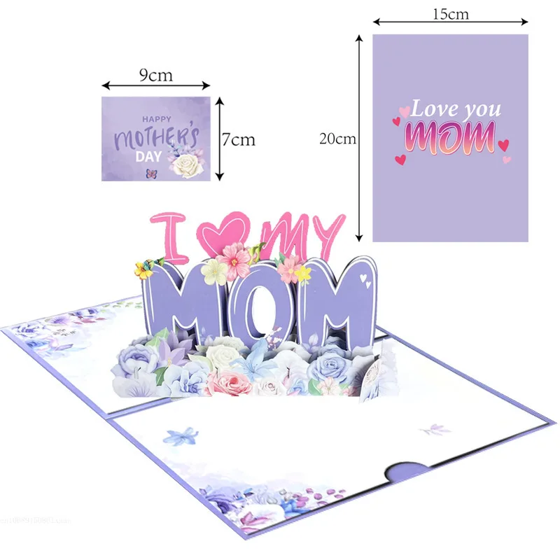 Happy Mothers Day Card Mother's Day Card 3D Pop-Up Greeting Cards Best Mom Forever for Mom Birthday Gifts