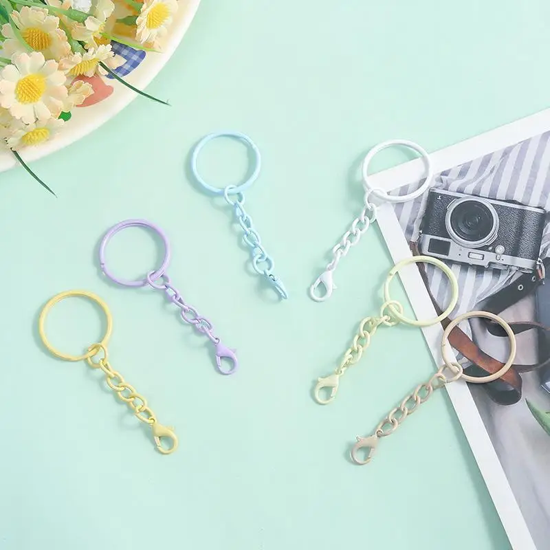 여자친구를 위한 DIY 쥬얼리 제작을 위한 다채로운 체인과 랍스터 클래스프가 있는 키체인 링, 장인용 키체인 용품