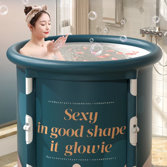 DIA80CM Portable Bath Bucket Bathtub Large Capacity Bathroom Bathtub Bucket  Winter Shower Bathing Artifact Free Installation - AliExpress