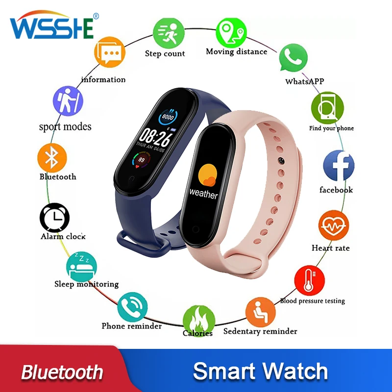 

Bluetooth Smart Bracelet Multi-Function Heart Rate Blood Pressure Monitor Music Sleep Monitoring Fitness Sports Watch Women Men